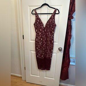 Red gala dress low cut